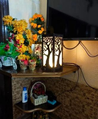 Wooden Side Table Lamp – Large Rechargeable Table Lamp | Flicko Mart