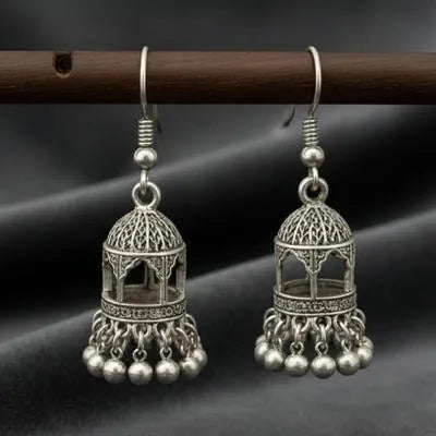 Silver Traditional Jhumkas – Classic Alloy Earrings | Flicko Mart