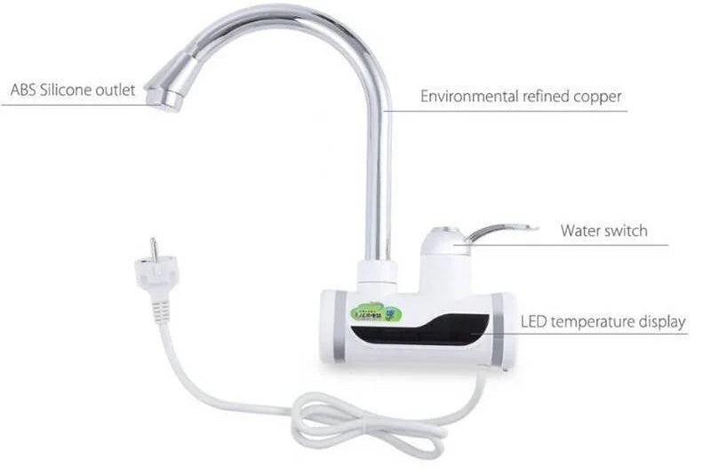 Electric Hot Water Heater Faucet with Shower | Instant Hot Tap | Flicko Mart