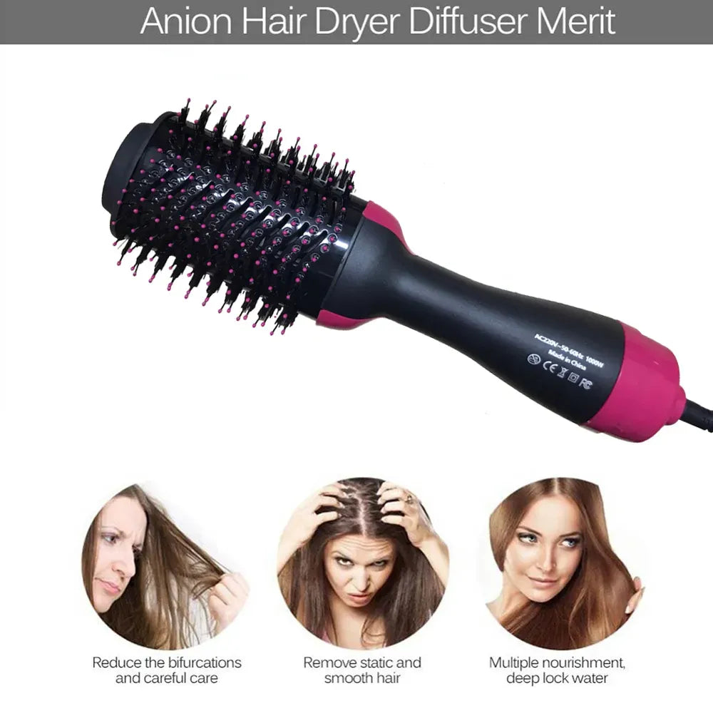 Flicko Mart 3-in-1 Hot Air Brush Hair Dryer & Styler – Dry, Straighten, Volumize