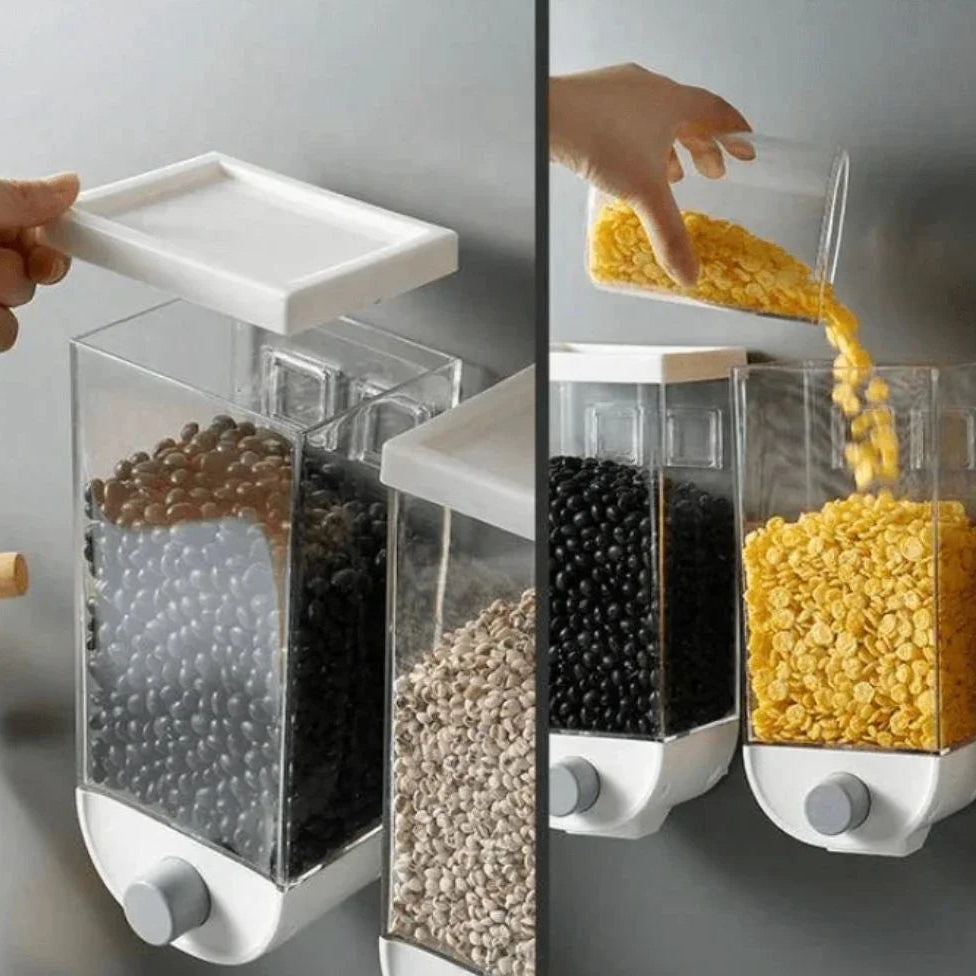 1500ml Self-Adhesive Grain Dispenser | Wall-Mounted Kitchen Food Organizer