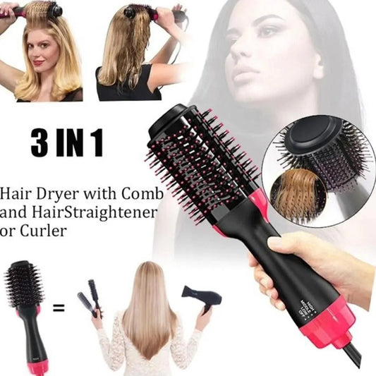 Flicko Mart 3-in-1 Hot Air Brush Hair Dryer & Styler – Dry, Straighten, Volumize