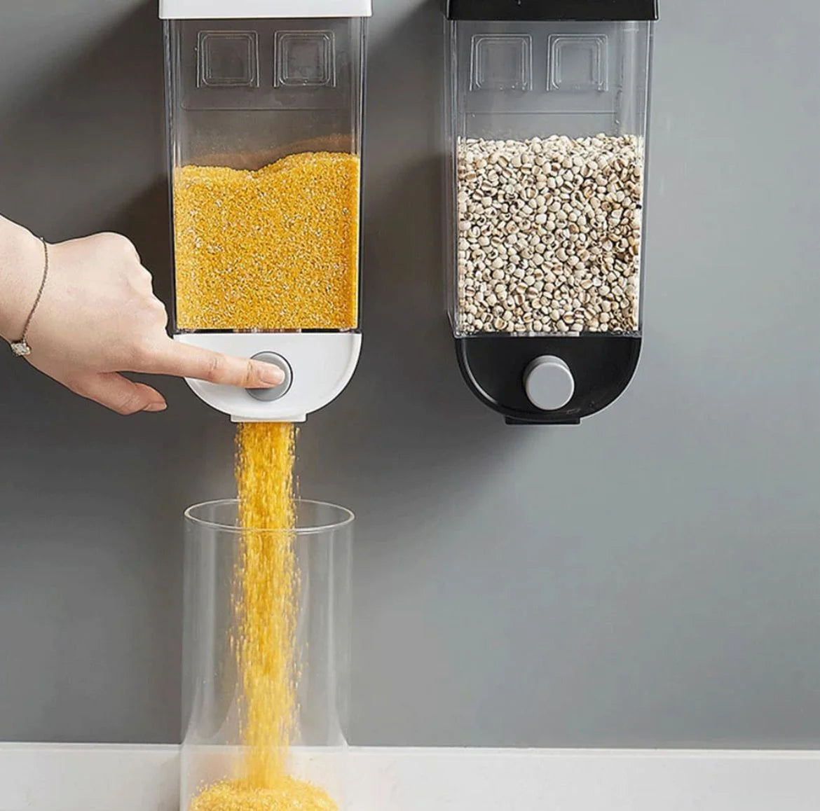 1500ml Self-Adhesive Grain Dispenser | Wall-Mounted Kitchen Food Organizer