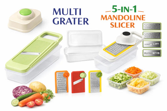 5-in-1 Multi Grater & Mandoline Slicer with Storage Box | Flicko Mart
