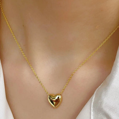 Heart Shape Necklace – Stainless Steel Love Pendant (Golden) | Flicko Mart
