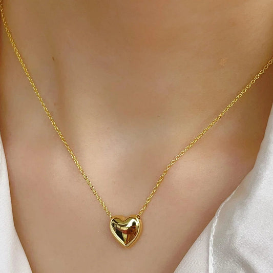Heart Shape Necklace – Stainless Steel Love Pendant (Golden) | Flicko Mart