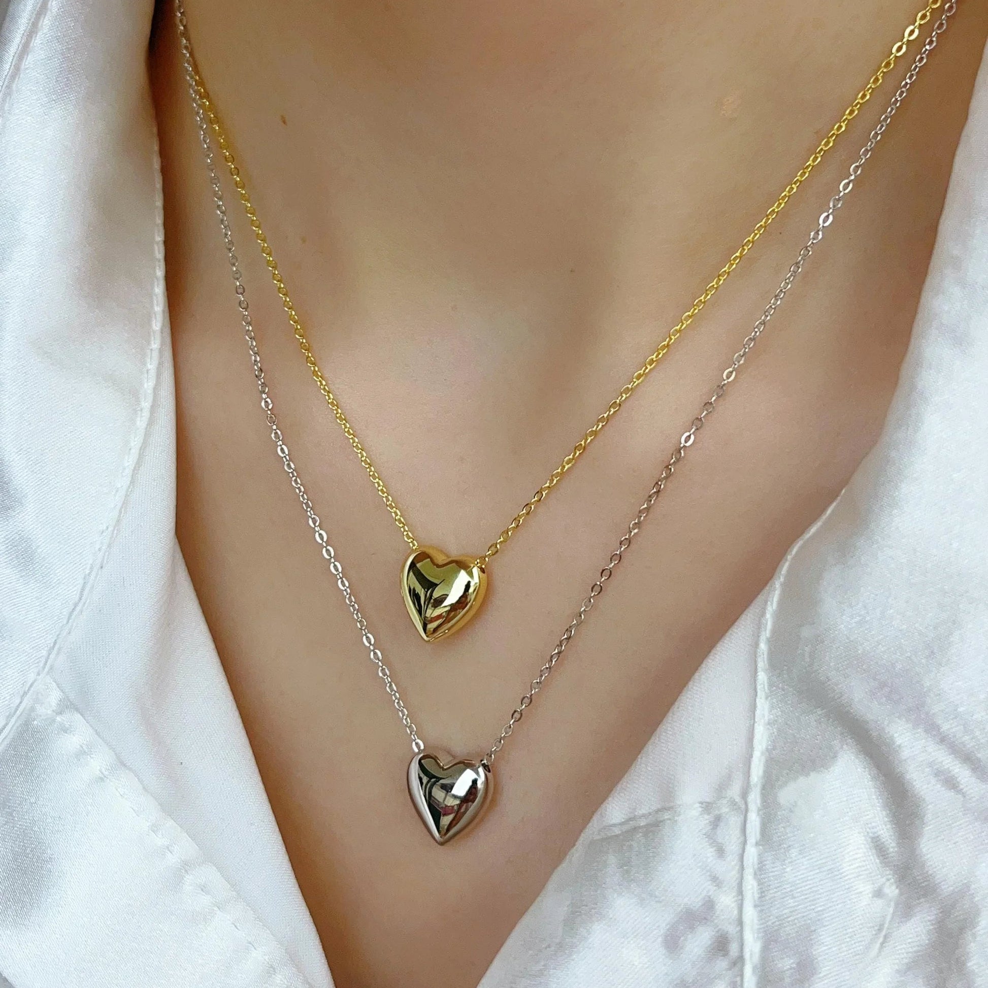 Heart Shape Necklace – Stainless Steel Love Pendant (Golden) | Flicko Mart
