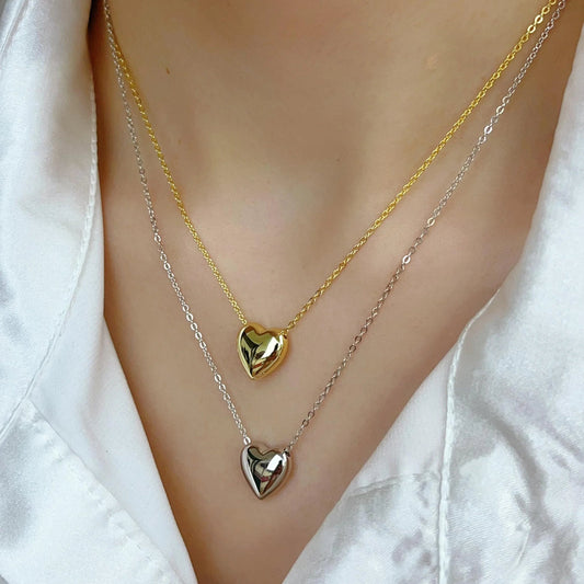Heart Shape Necklace – Stainless Steel Love Pendant (Golden) | Flicko Mart